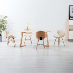 vidaXL virtuves krēsli, 4 gab., liekts koks, krēmkrāsas mākslīgā āda cena un informācija | Virtuves un ēdamistabas krēsli | 220.lv