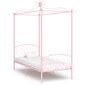 vidaXL gultas rāmis ar nojumi, rozā, metāls, 90x200 cm цена и информация | Gultas | 220.lv