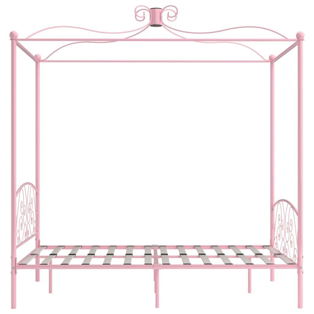 vidaXL gultas rāmis ar nojumi, rozā, metāls, 120x200 cm cena un informācija | Gultas | 220.lv