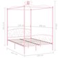 vidaXL gultas rāmis ar nojumi, rozā, metāls, 120x200 cm cena un informācija | Gultas | 220.lv