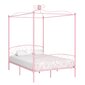 vidaXL gultas rāmis ar nojumi, rozā, metāls, 140x200 cm cena un informācija | Gultas | 220.lv
