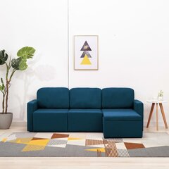 vidaXL dīvāngulta, trīsvietīga, pārveidojama, zils audums cena un informācija | Dīvāni | 220.lv