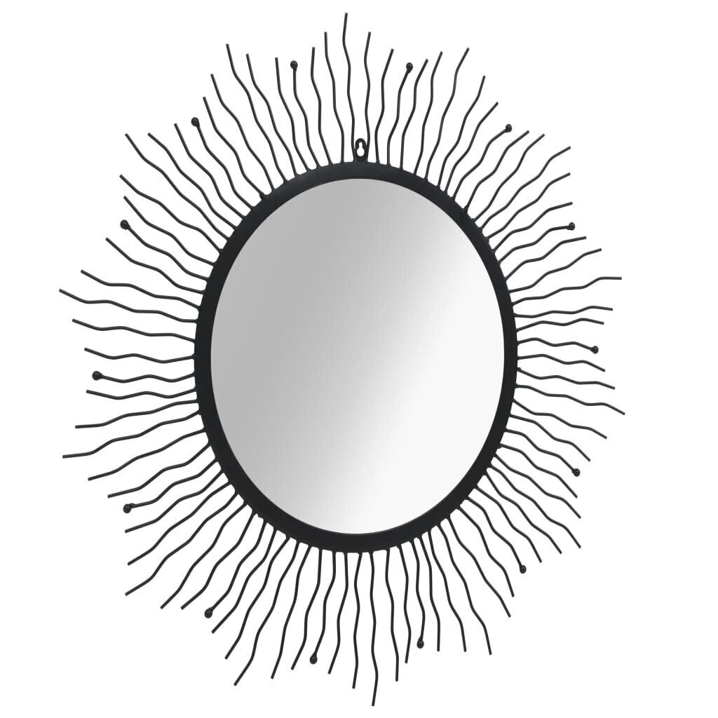 vidaXL sienas spogulis, saules forma, 80 cm, melns cena un informācija | Spoguļi | 220.lv