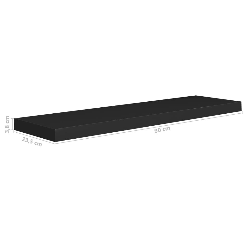 vidaXL sienas plaukts, melns, 90x23,5x3,8 cm, MDF цена и информация | Plaukti | 220.lv