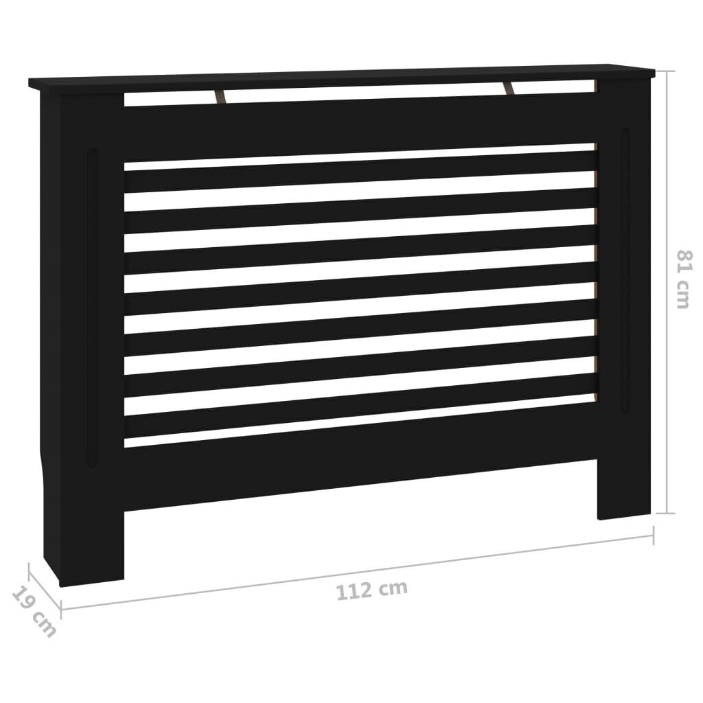 vidaXL radiatora pārsegs, melns, 112x19x81 cm, MDF cena un informācija | Kamīnu un krāšņu aksesuāri | 220.lv