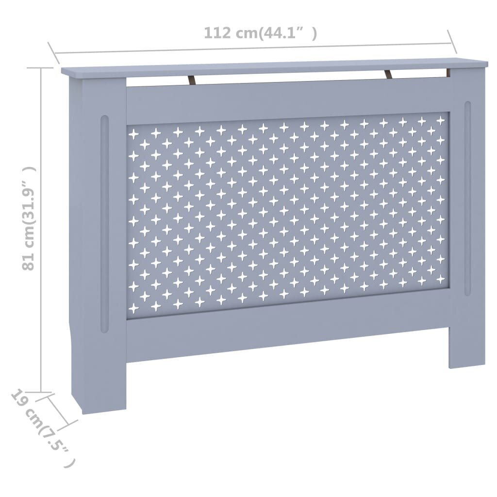 vidaXL radiatora pārsegs, antracītpelēks, 112x19x81 cm, MDF cena un informācija | Kamīnu un krāšņu aksesuāri | 220.lv