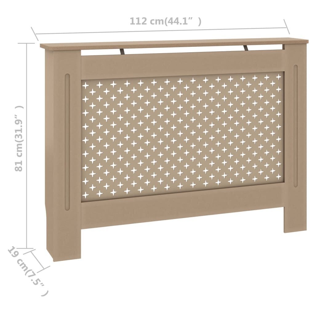 vidaXL radiatora pārsegs, 112x19x81 cm, MDF cena un informācija | Kamīnu un krāšņu aksesuāri | 220.lv