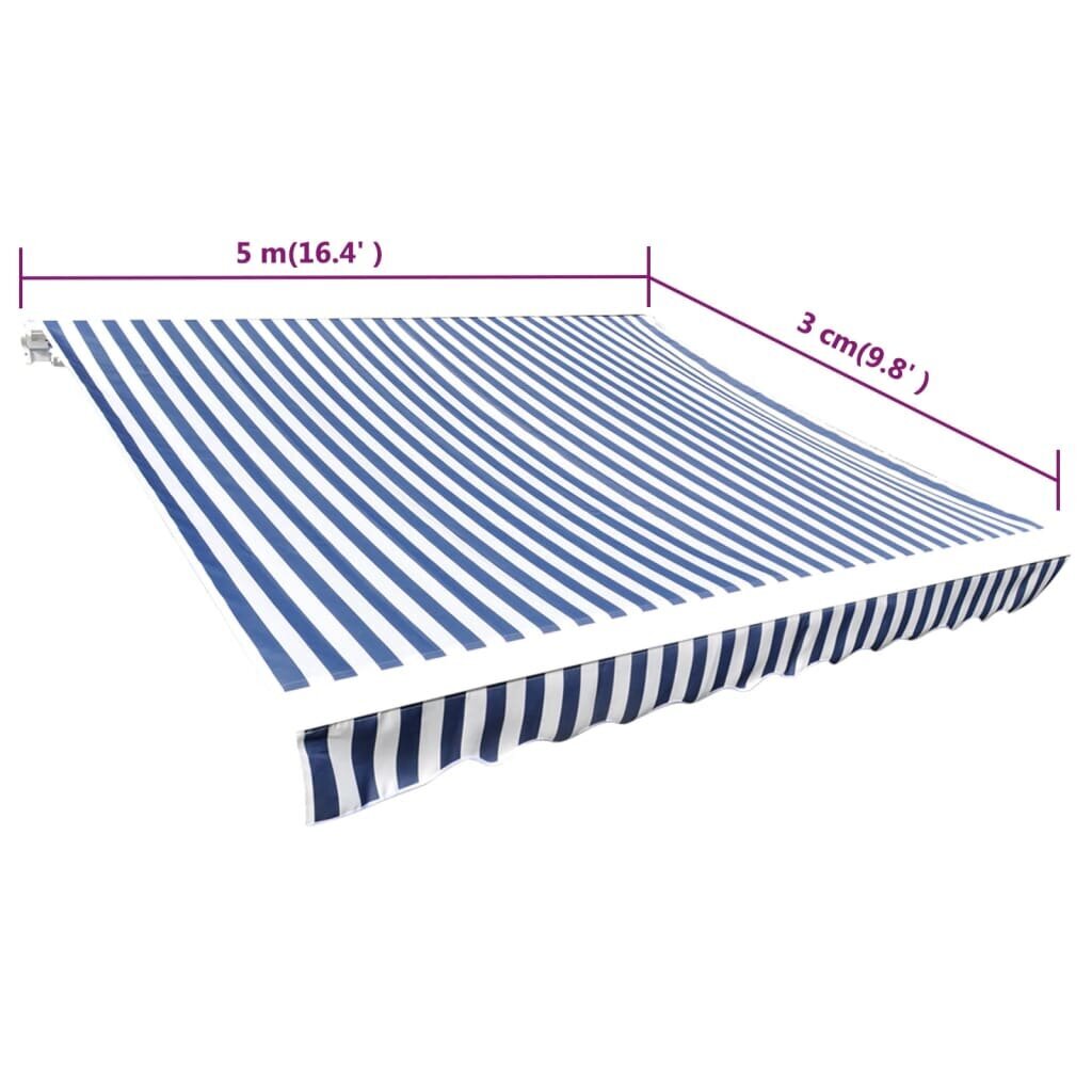 vidaXL markīzes jumts, zils ar baltu, 500x300 cm цена и информация | Saulessargi, markīzes un statīvi | 220.lv