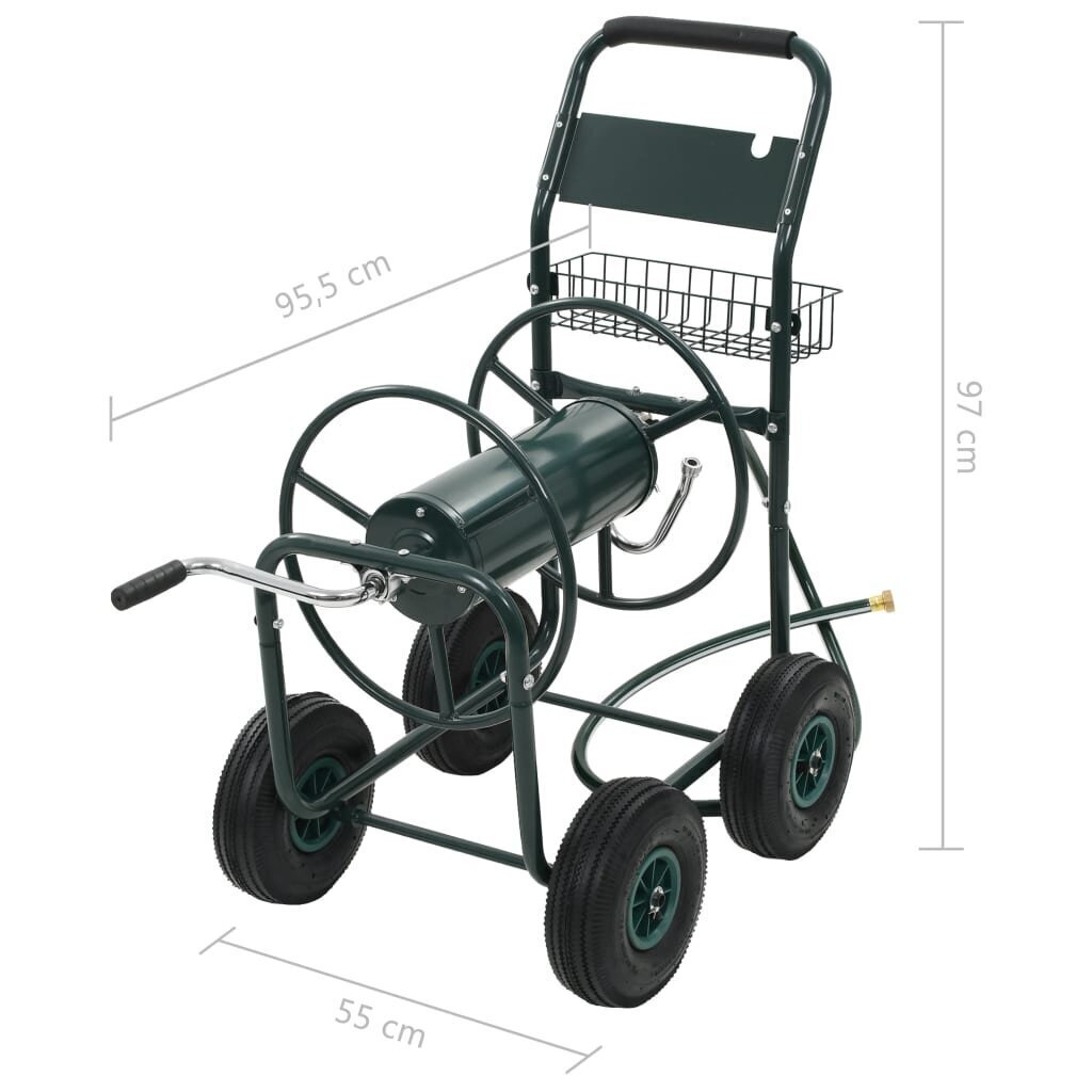 vidaXL dārza šļūtenes ratiņi ar 1/2" savienotāju, 75 m, tērauds цена и информация | Dārza instrumenti | 220.lv