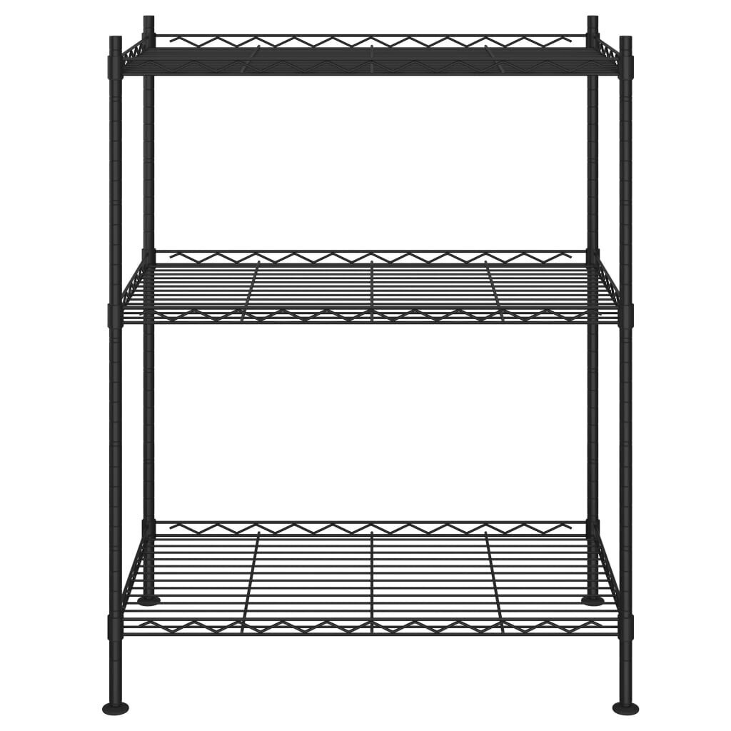 vidaXL 3 līmeņu glabāšanas plaukts, 60x35x76 cm, melns, 150 kg цена и информация | Saimniecības plaukti | 220.lv