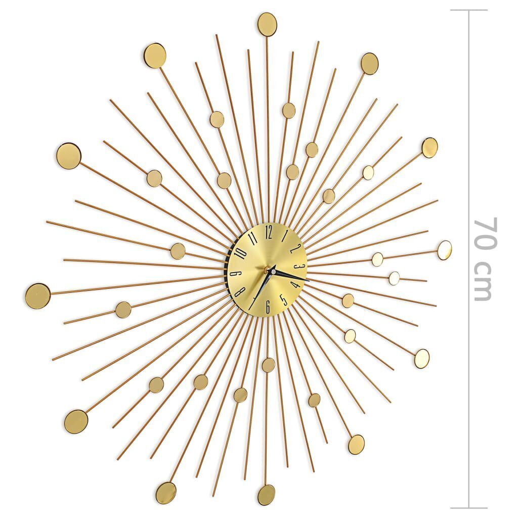 vidaXL sienas pulkstenis, 70 cm, metāls, zelta krāsa цена и информация | Pulksteņi | 220.lv