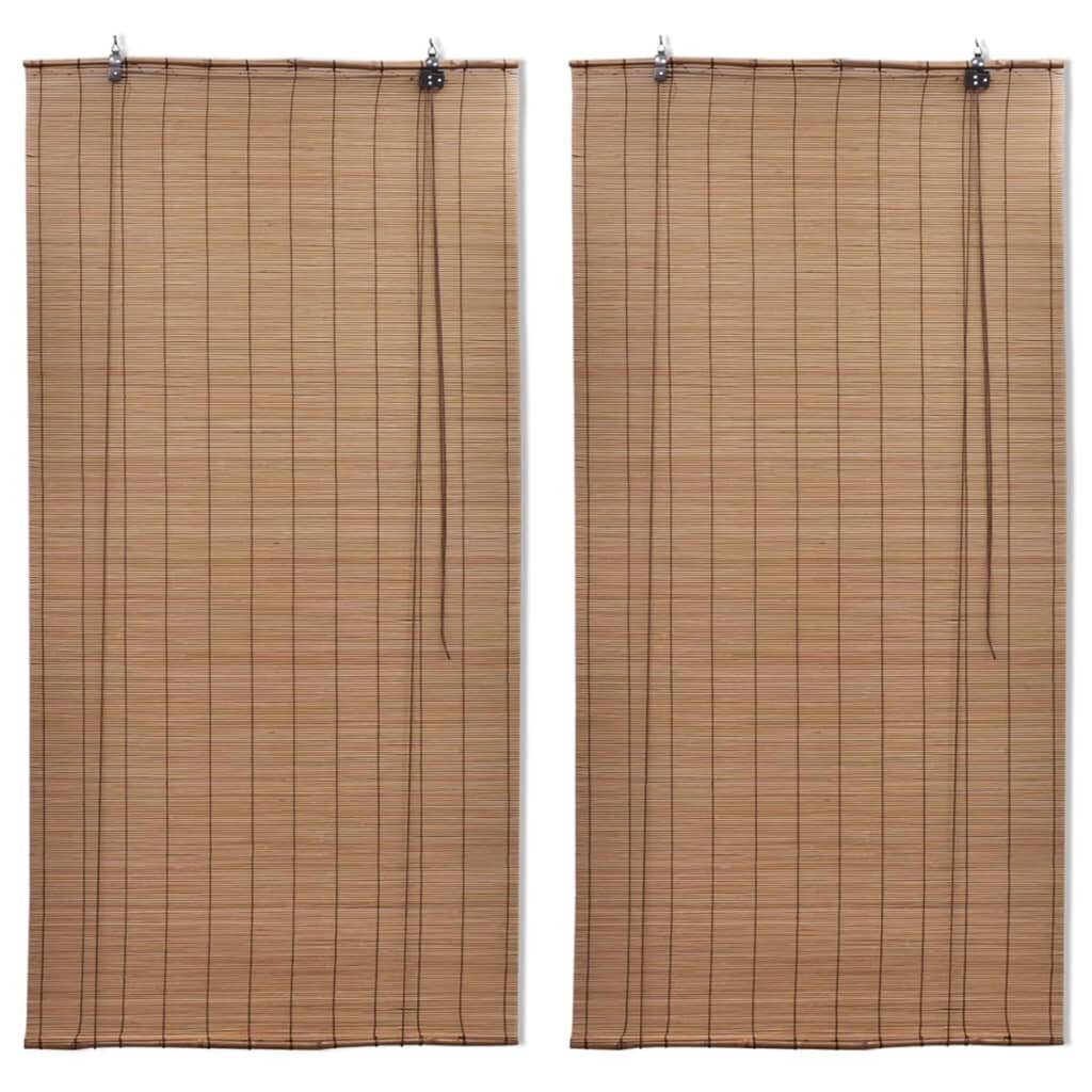 vidaXL ruļļu žalūzijas, 2 gab., brūns bambuss, 120 x 220 cm цена и информация | Žalūzijas | 220.lv