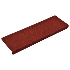 vidaXL kāpņu paklāji, 15 gab., adatu perforēti, 65x25 cm, sarkani цена и информация | Коврики | 220.lv