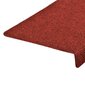 vidaXL kāpņu paklāji, 15 gab., adatu perforēti, 65x25 cm, sarkani cena un informācija | Paklāji | 220.lv