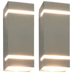 vidaXL āra sienas lampas, 2 gab., 35 W, sudraba, taisnstūra forma цена и информация | Уличное освещение | 220.lv