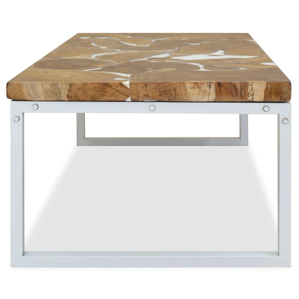 vidaXL kafijas galdiņš, 110x60x40 cm, tīkkoks, sveķu materiāls cena un informācija | Žurnālgaldiņi | 220.lv