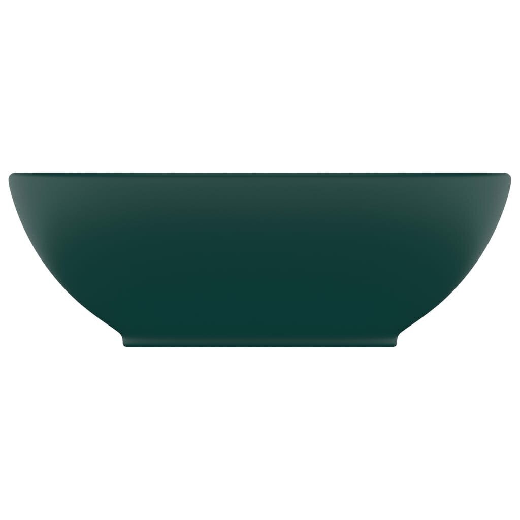 vidaXL izlietne, ovāla forma, 40x33 cm, matēta tumši zaļa keramika cena un informācija | Izlietnes | 220.lv
