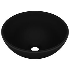 vidaXL izlietne, apaļa, 32,5x14 cm, matēta melna keramika цена и информация | Раковины | 220.lv