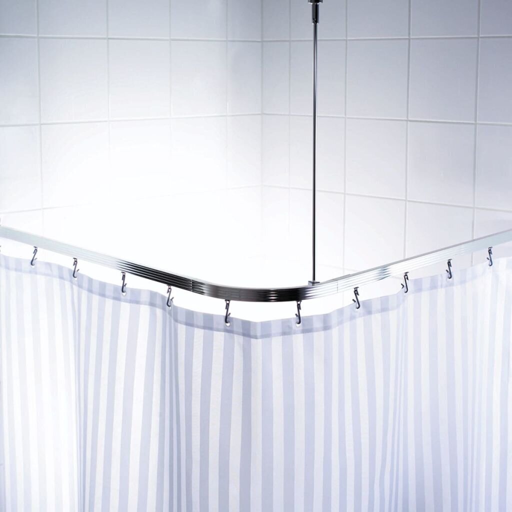 RIDDER universāls stūra dušas aizkara stienis ar āķīšiem, hroms, 52500 цена и информация | Vannas istabas aksesuāri | 220.lv