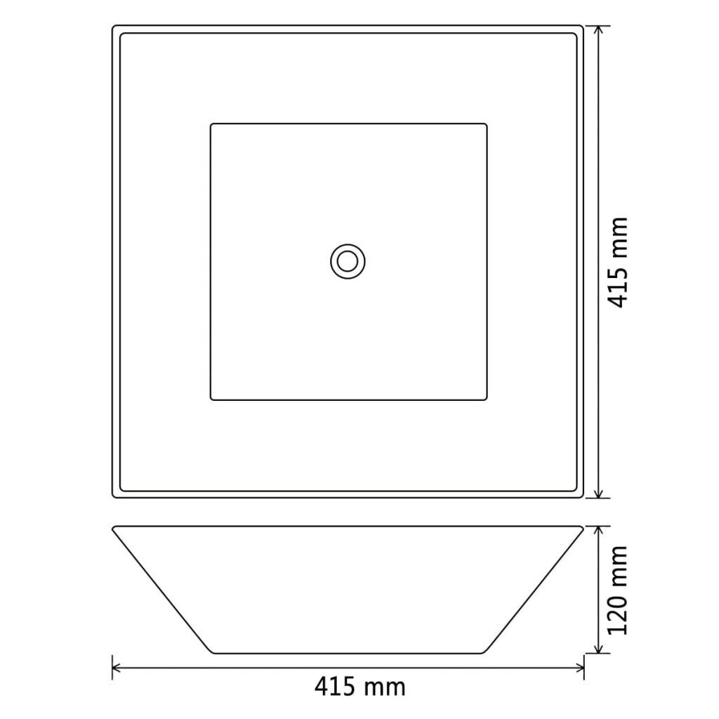 vidaXL izlietne, kvadrātveida, 41,5x41,5x12 cm, melna keramika cena un informācija | Izlietnes | 220.lv