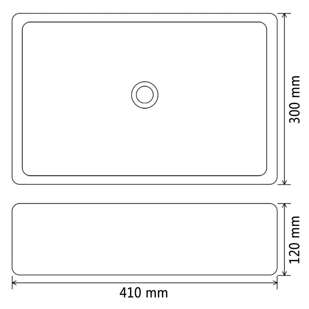 vidaXL izlietne, 41x30x12 cm, taisnstūra formas, melna keramika cena un informācija | Izlietnes | 220.lv