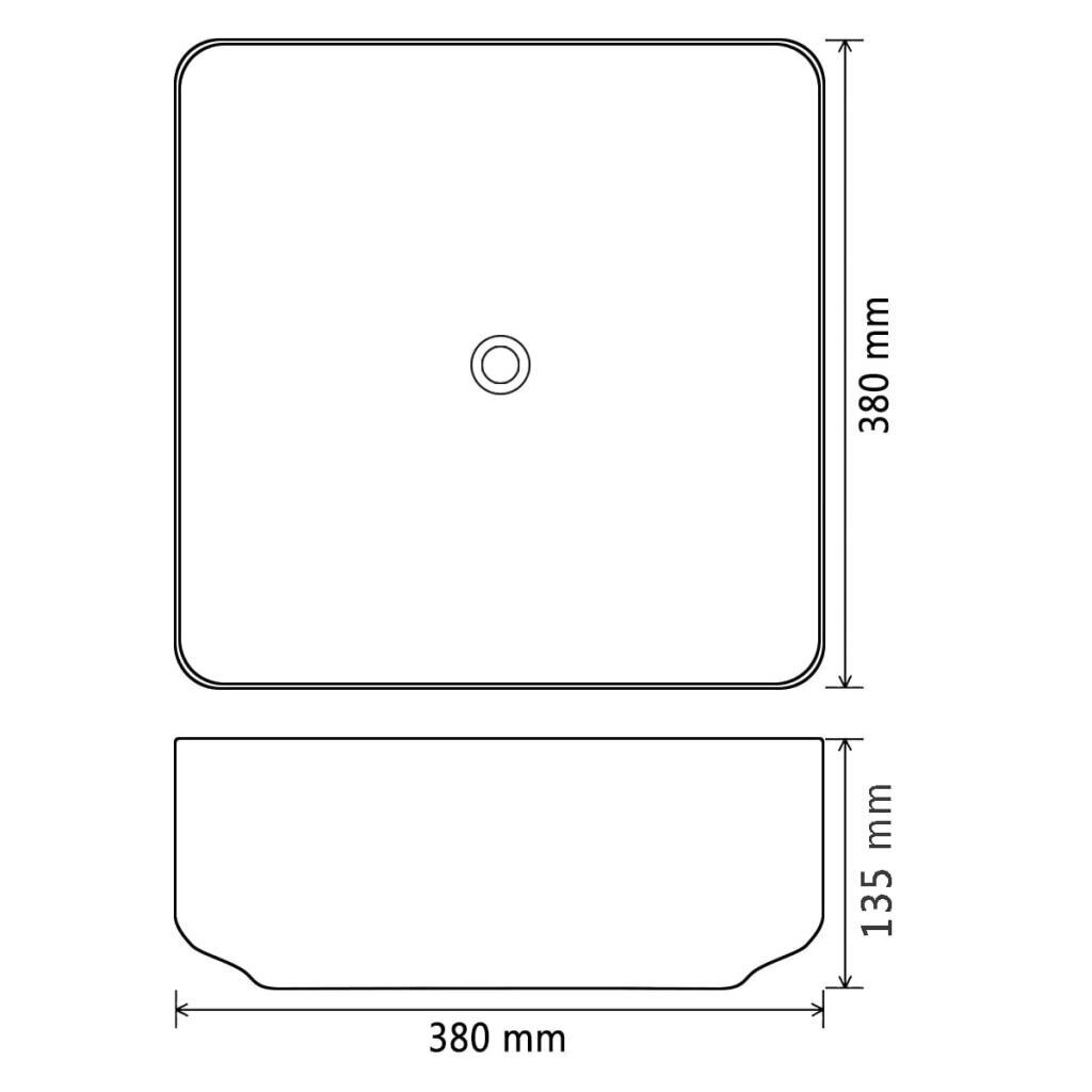 vidaXL izlietne, melna, 38x38x13,5 cm, keramika, kvadrāta forma цена и информация | Izlietnes | 220.lv