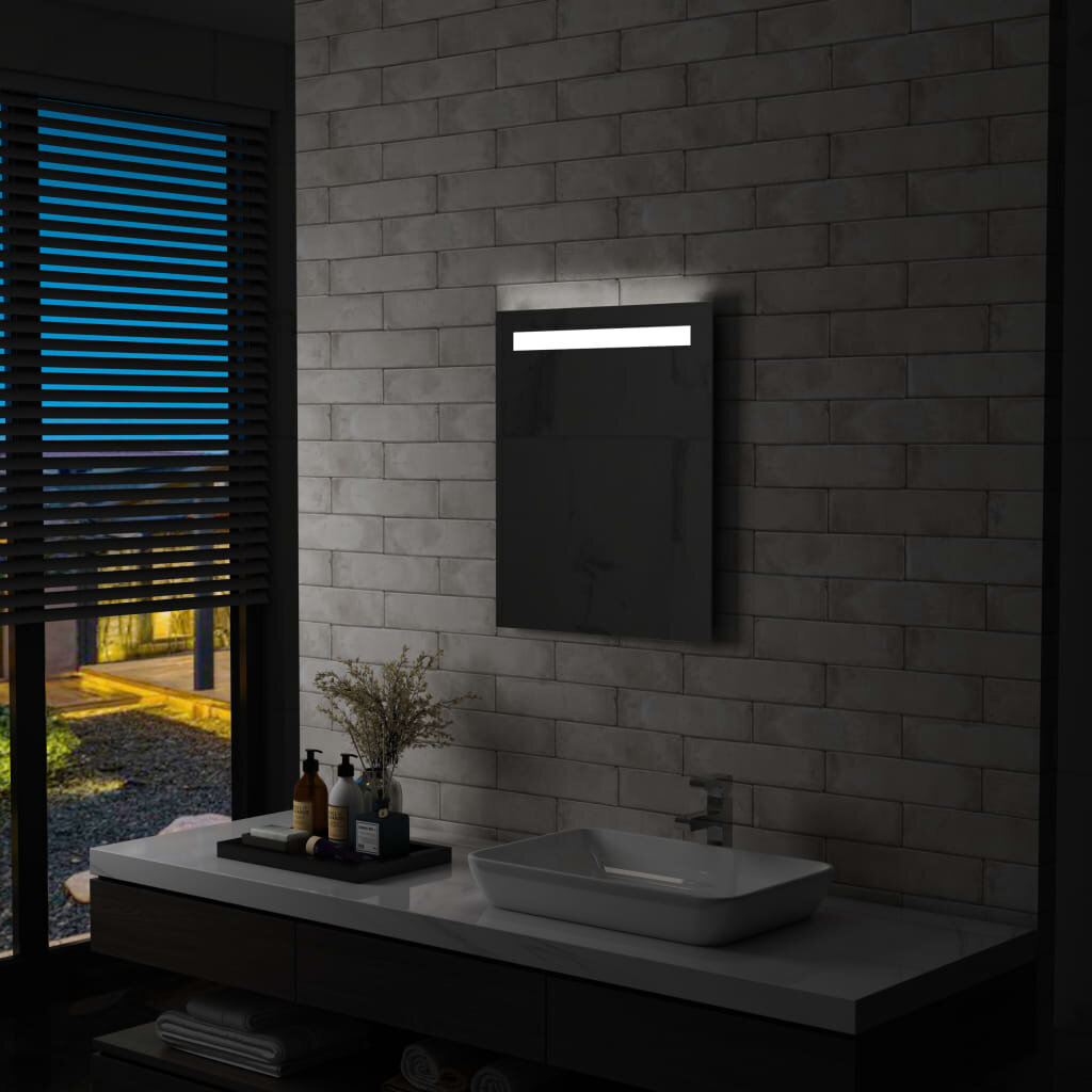 vidaXL vannasistabas sienas spogulis ar LED apgaismojumu, 50x60 cm cena un informācija | Spoguļi | 220.lv