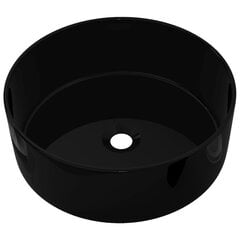 vidaXL izlietne, 40x15 cm, apaļa, melna keramika cena un informācija | Izlietnes | 220.lv