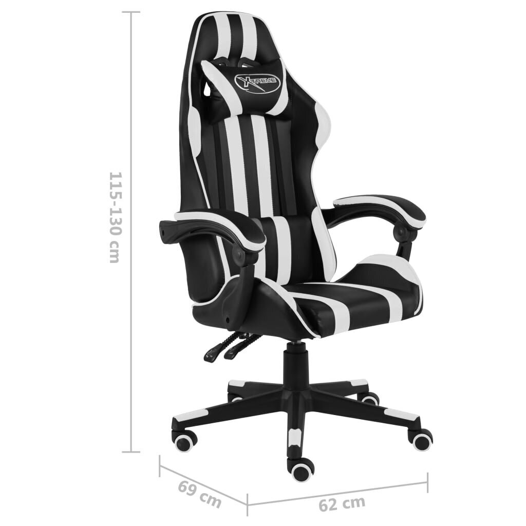 vidaXL biroja krēsls, melna un balta mākslīgā āda цена и информация | Biroja krēsli | 220.lv