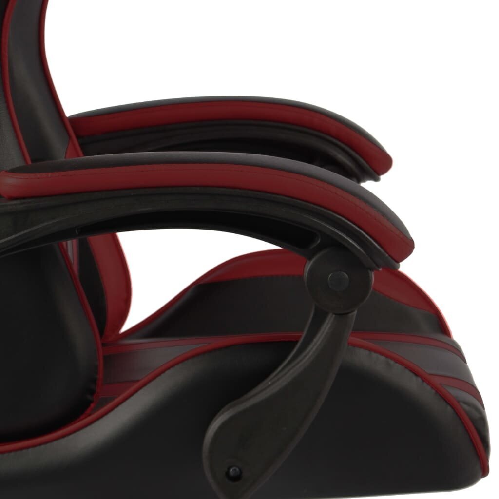 vidaXL biroja krēsls ar kāju balstu, melna un vīnsarkana mākslīgā āda cena un informācija | Biroja krēsli | 220.lv