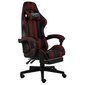 vidaXL biroja krēsls ar kāju balstu, melna un vīnsarkana mākslīgā āda cena un informācija | Biroja krēsli | 220.lv