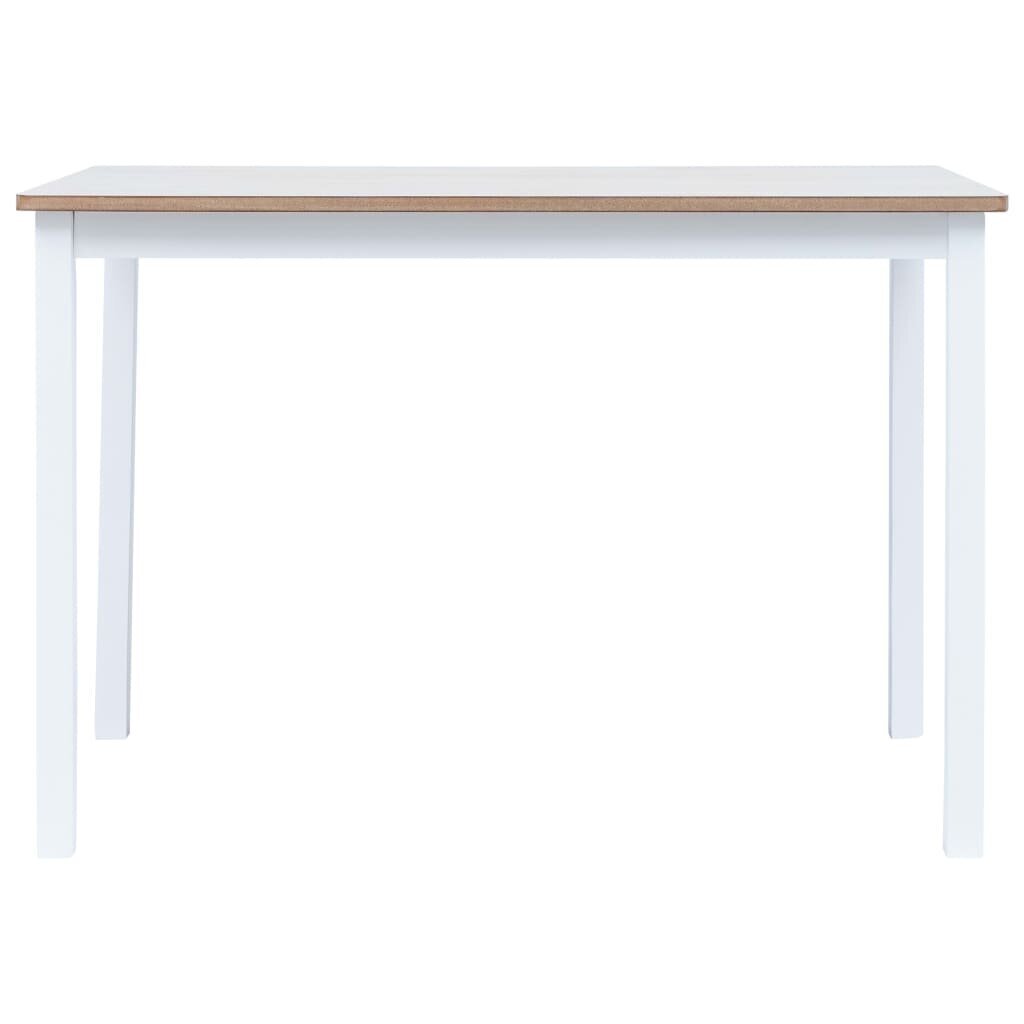 vidaXL virtuves galds, balts ar brūnu, 114x71x75 cm, gumijas masīvkoks цена и информация | Virtuves galdi, ēdamgaldi | 220.lv