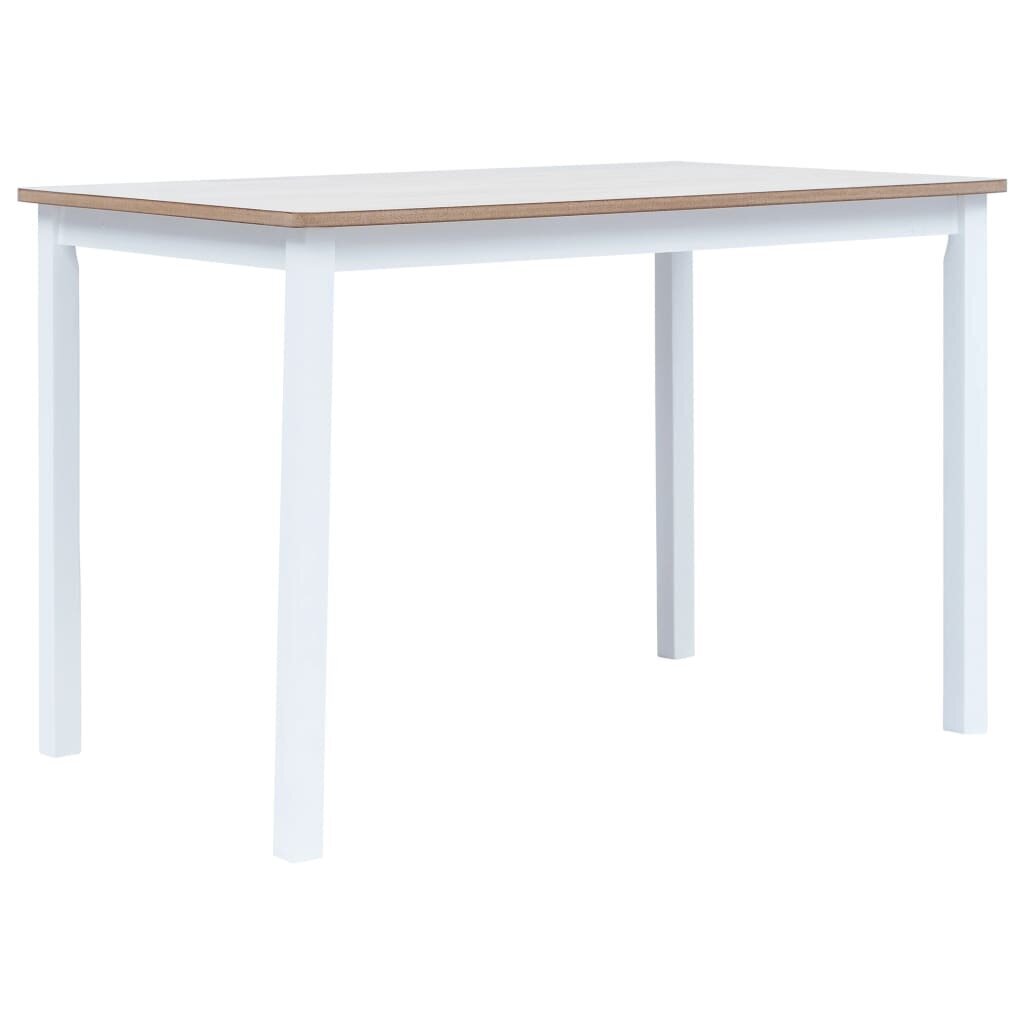 vidaXL virtuves galds, balts ar brūnu, 114x71x75 cm, gumijas masīvkoks cena un informācija | Virtuves galdi, ēdamgaldi | 220.lv