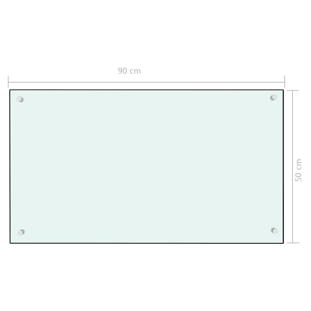 vidaXL virtuves sienas panelis, 90x50 cm, rūdīts stikls, balts cena un informācija | Virtuves furnitūra | 220.lv