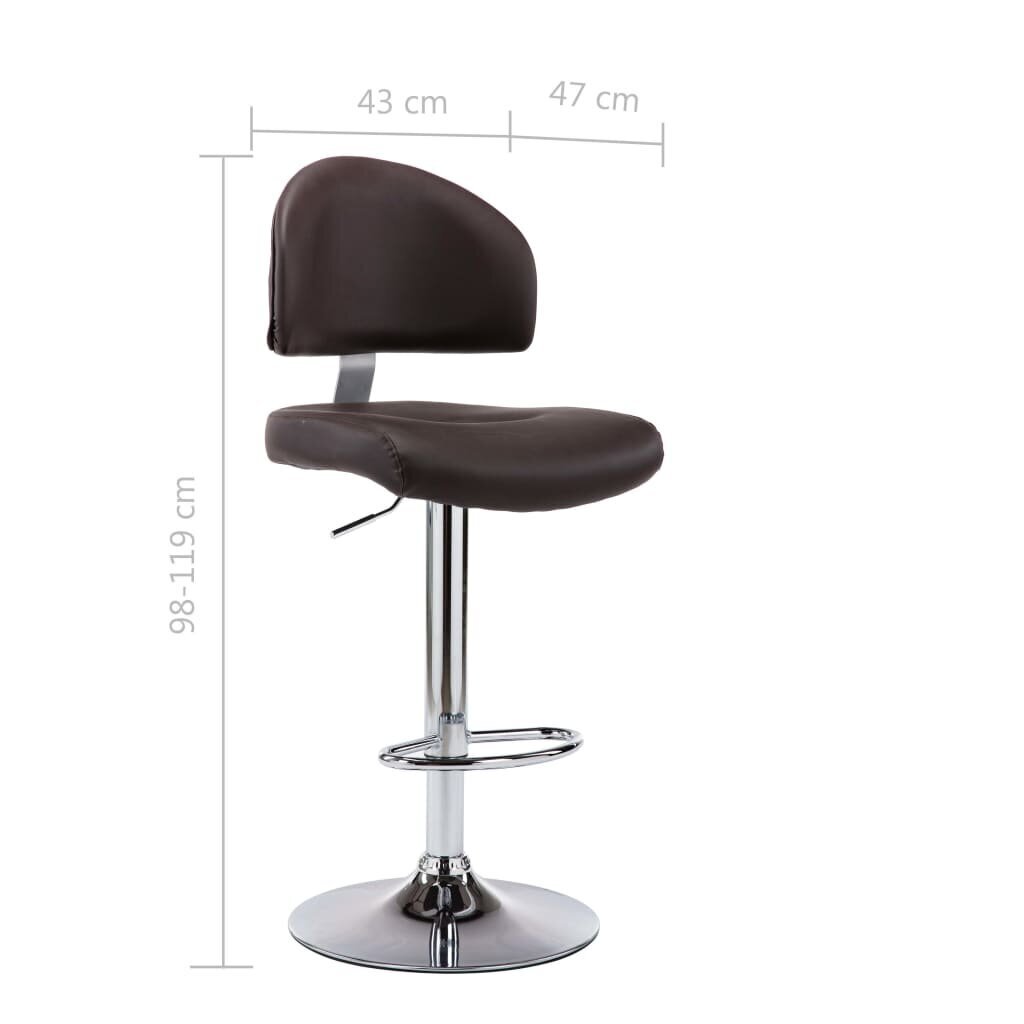 vidaXL bāra krēsli, 2 gab., brūna mākslīgā āda cena un informācija | Virtuves un ēdamistabas krēsli | 220.lv