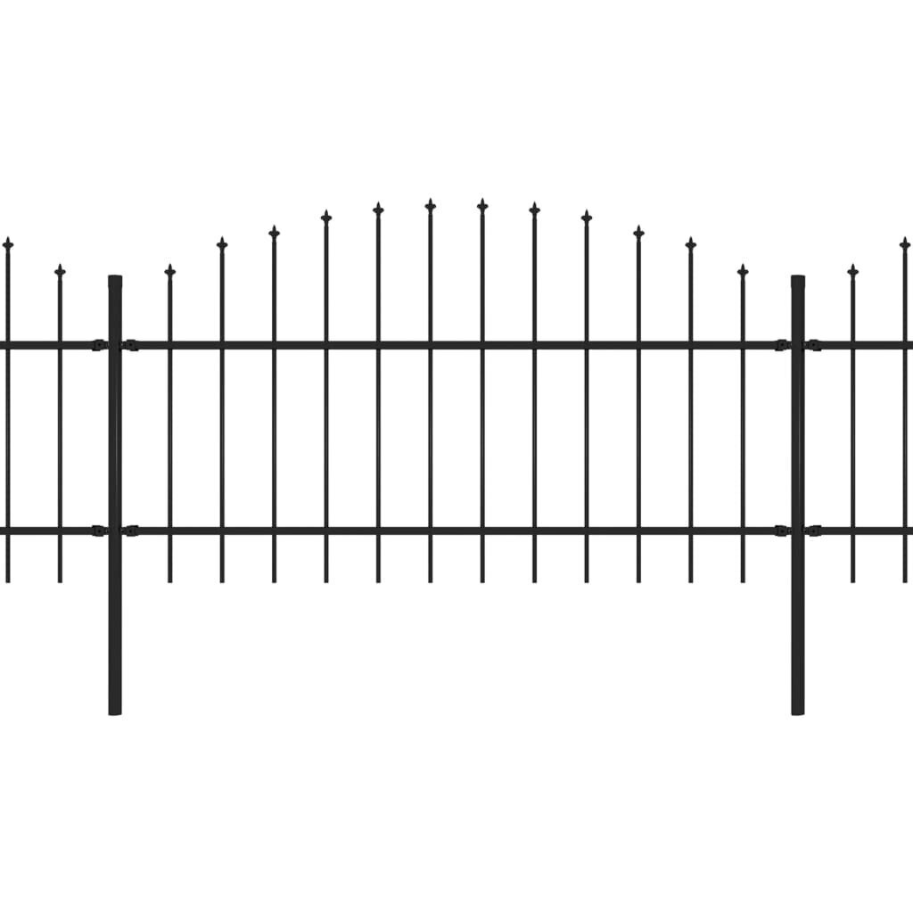 vidaXL dārza žogs ar pīķiem augšpusē, tērauds, (1-1,25)x3,4 m, melns цена и информация | Žogi un piederumi | 220.lv