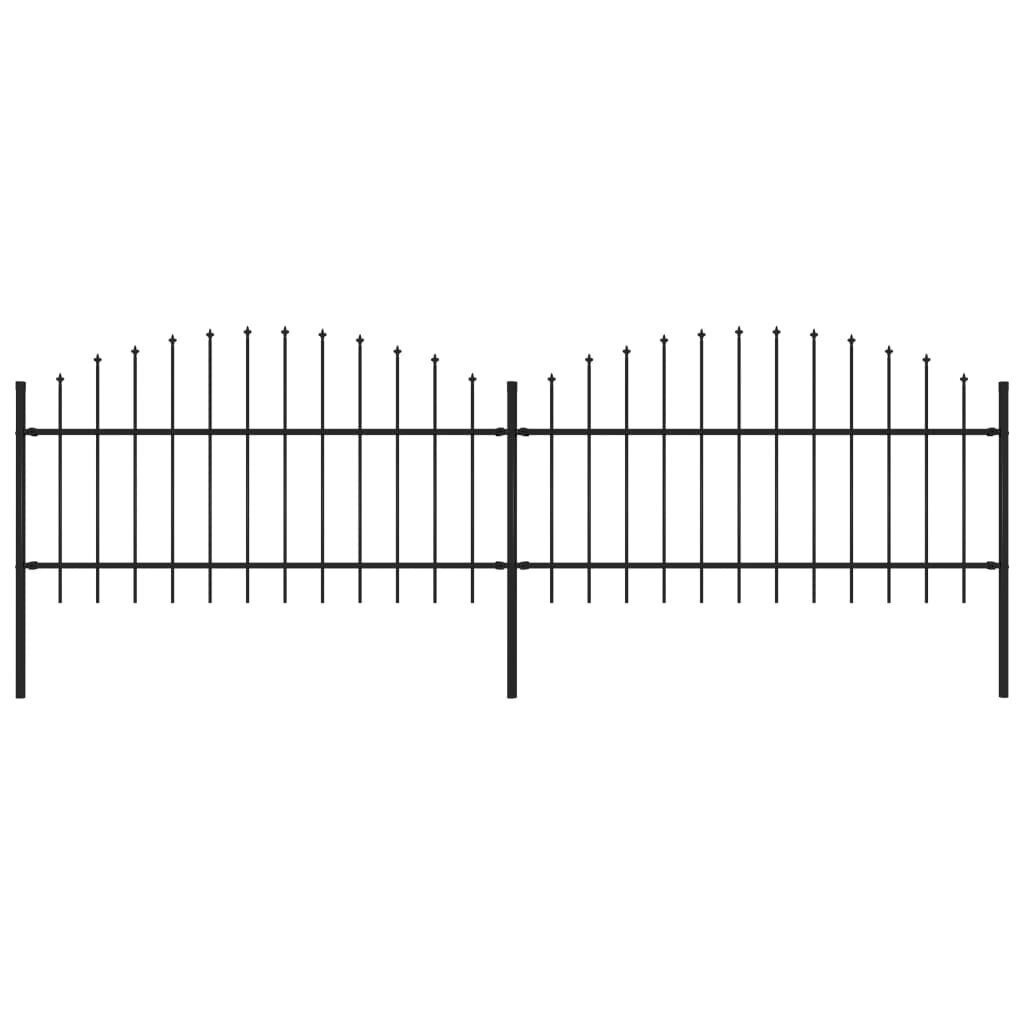 vidaXL dārza žogs ar pīķiem augšpusē, tērauds, (1-1,25)x3,4 m, melns цена и информация | Žogi un piederumi | 220.lv