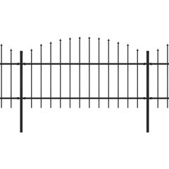 vidaXL dārza žogs ar pīķiem augšpusē, tērauds, (1-1,25)x10,2 m, melns цена и информация | Заборы и принадлежности к ним | 220.lv