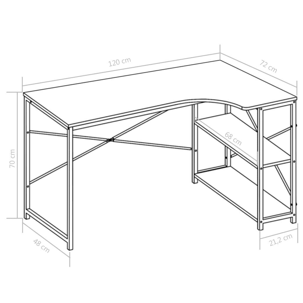 vidaXL datorgalds, balts, 120x72x70 cm цена и информация | Datorgaldi, rakstāmgaldi, biroja galdi | 220.lv