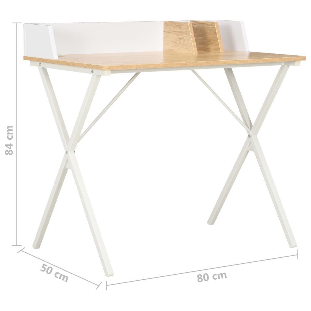 vidaXL rakstāmgalds, balta un dabīga krāsa, 80x50x84 cm cena un informācija | Datorgaldi, rakstāmgaldi, biroja galdi | 220.lv