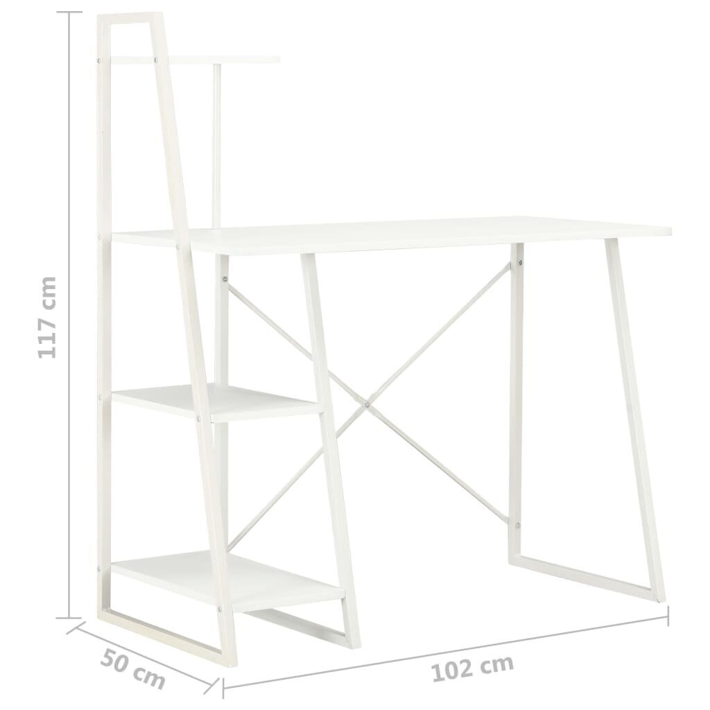 vidaXL rakstāmgalds ar plauktiem, balts, 102x50x117 cm cena un informācija | Datorgaldi, rakstāmgaldi, biroja galdi | 220.lv