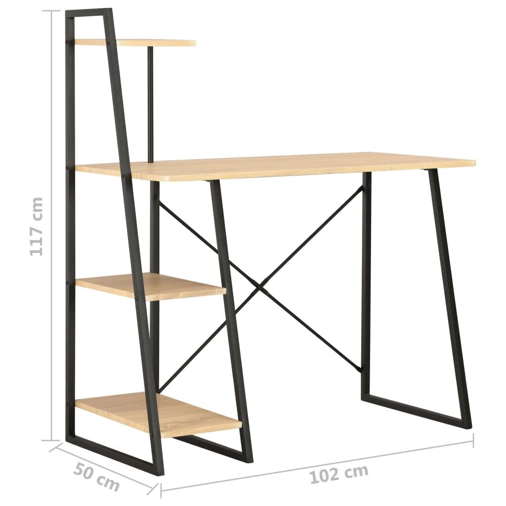 vidaXL rakstāmgalds ar plauktiem, melns un ozolkoka, 102x50x117 cm цена и информация | Datorgaldi, rakstāmgaldi, biroja galdi | 220.lv