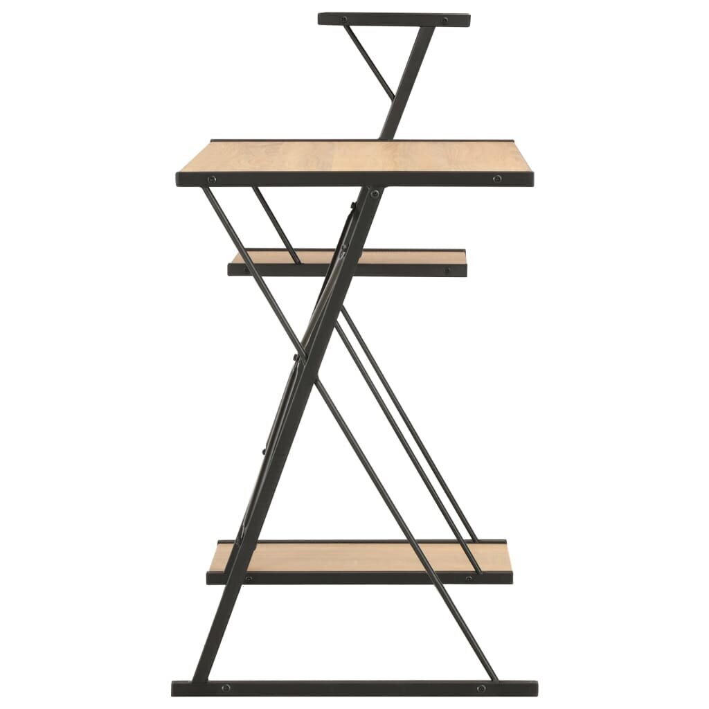 vidaXL rakstāmgalds ar plauktu, melna, ozolkoka krāsa, 116x50x93 cm cena un informācija | Datorgaldi, rakstāmgaldi, biroja galdi | 220.lv