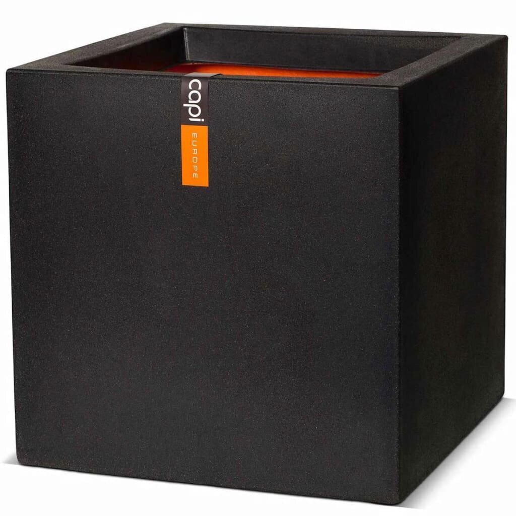 Capi puķu kaste Urban Smooth, kvadrāta forma, 40x40x40 cm, melna cena un informācija | Puķu podi | 220.lv
