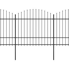 vidaXL dārza žogs ar pīķiem augšpusē, tērauds, (1,5-1,75)x8,5 m, melns цена и информация | Заборы и принадлежности к ним | 220.lv