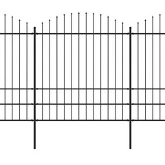 vidaXL dārza žogs ar pīķiem augšpusē, tērauds, (1,75-2)x6,8 m, melns cena un informācija | Žogi un piederumi | 220.lv