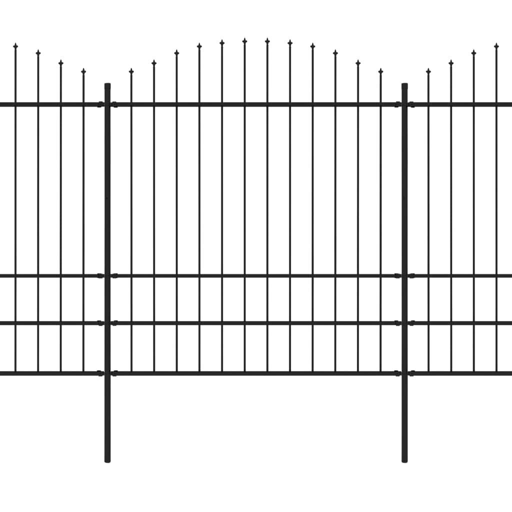 vidaXL dārza žogs ar pīķiem augšpusē, tērauds, (1,75-2)x6,8 m, melns cena un informācija | Žogi un piederumi | 220.lv