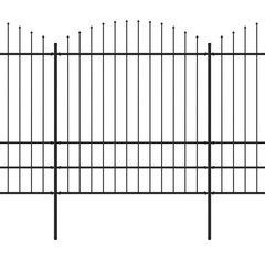 vidaXL dārza žogs ar pīķiem augšpusē, tērauds, (1,75-2)x11,9 m, melns цена и информация | Заборы и принадлежности к ним | 220.lv