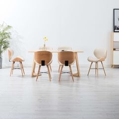 vidaXL virtuves krēsli, 6 gab., liekts koks, krēmkrāsas mākslīgā āda cena un informācija | Virtuves un ēdamistabas krēsli | 220.lv