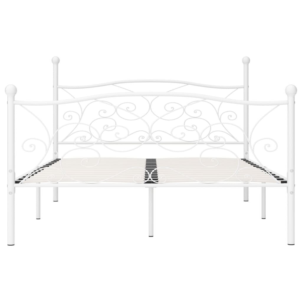vidaXL gultas rāmis ar redeļu pamatni, balts, 120x200 cm, metāls cena un informācija | Gultas | 220.lv